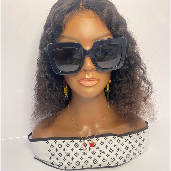 New🔥🔥Gucci GG0328s 001 Oversized rectangular Black Gold GG Authentic Sunglass… - Picture 6 of 14